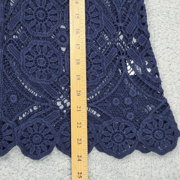 Ultra Pink Tank Top Womens Small Navy Blue Crochet V Neck Cotton Sleeveless NEW - Picture 7 of 12